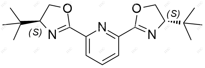 2,6-双[(4S)-4-叔丁基-2-恶唑啉基]吡啶化学结构式