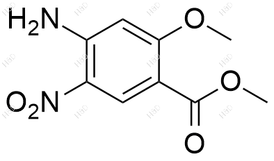 4-氨基-2-甲氧基-5-硝基苯甲酸化学结构式