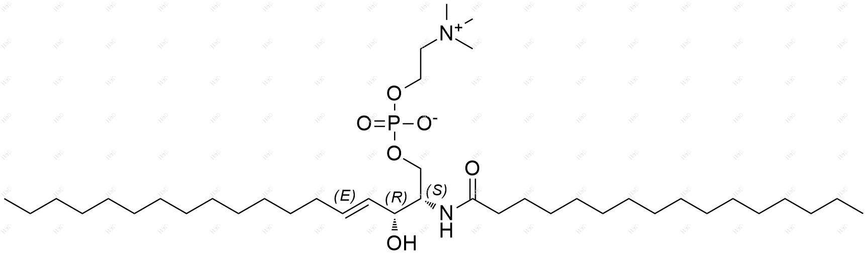 N-棕榈酰-D-鞘磷脂化学结构式