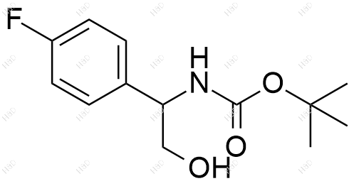 (1-(4-氟苯基)-2-羟乙基)氨基甲酸叔丁酯结构式