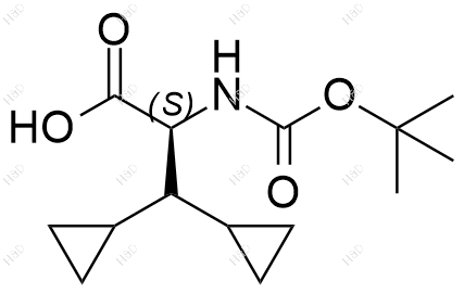 (S)-2-((叔丁氧基羰基)氨基)-3,3-二环丙基丙酸化学结构式