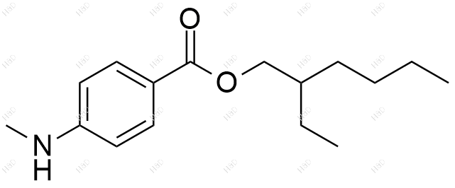 4-(甲基氨基)苯甲酸 2-乙基己酯结构式