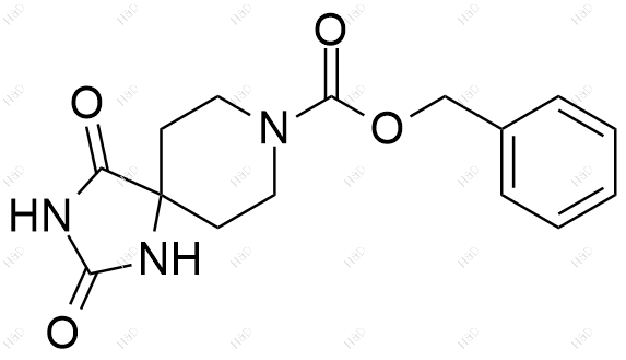 2,4-二氧代-1,3,8-三氮杂螺[4,5]癸烷-8-甲酸苄酯化学结构式