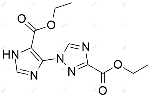 乙基 1-(5-(乙氧羰基)-1H-咪唑-4-基)-1H-1,2,4-三唑-3-甲酸酯结构式