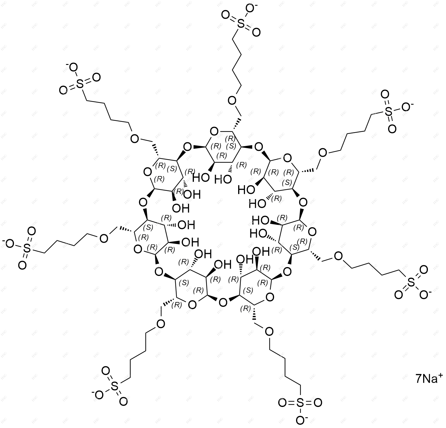 β-环糊精磺丁基醚钠盐结构式