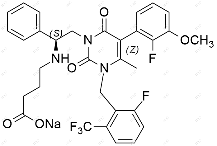 恶拉戈利杂质40(钠盐)结构式