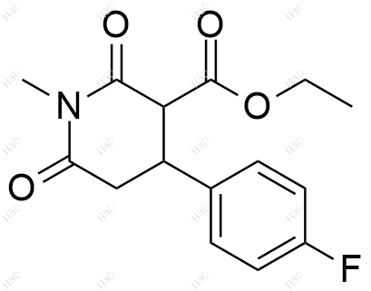 乙基 4-(4-氟苯基)-1-甲基-2,6-二氧哌啶-3-羧酸酯结构式