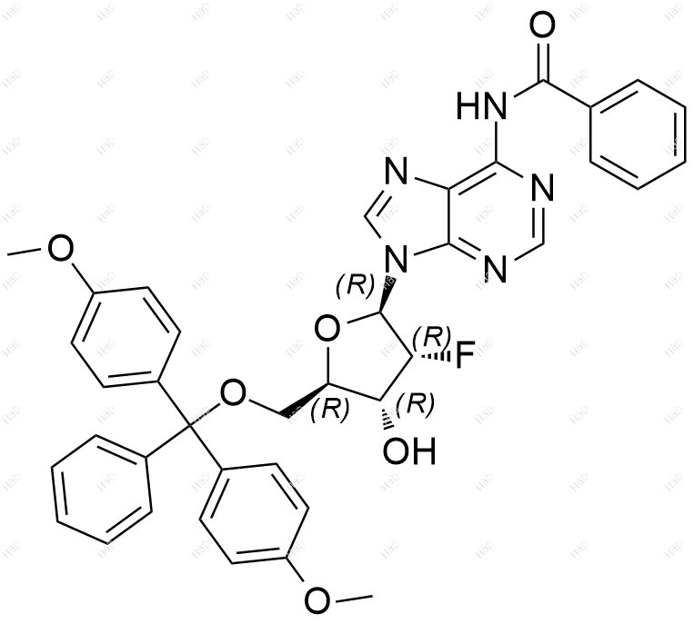 5'-DMT-2'-氟-苯甲酰基-2'-脱氧腺苷化学结构式