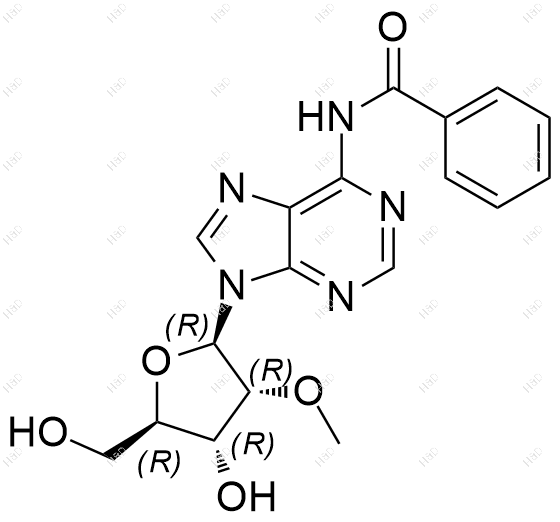 N6-苯甲酰-2'-甲氧基腺苷结构式