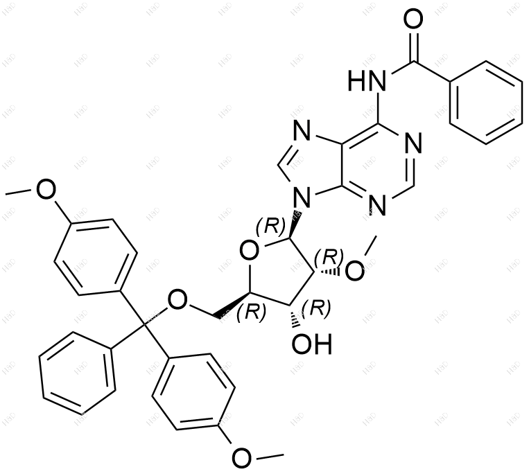 5'-DMT-苯甲酰基-2'-甲氧基腺苷结构式