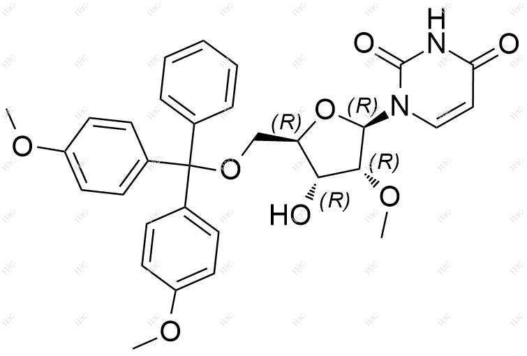 5′-O-DMT-2′-O-甲基尿苷化学结构式