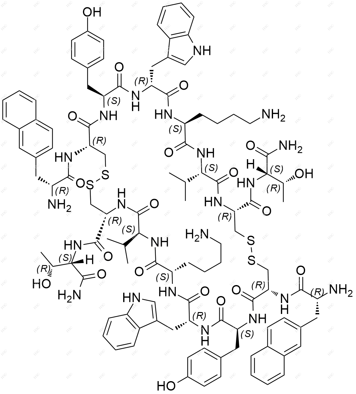 二聚体反向平行兰瑞肽化学结构式