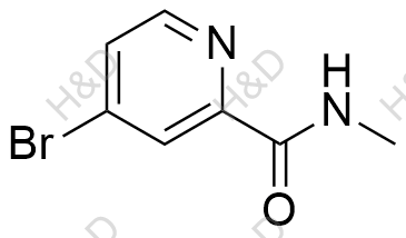 4-溴-N-甲基吡啶-2-甲酰胺结构式